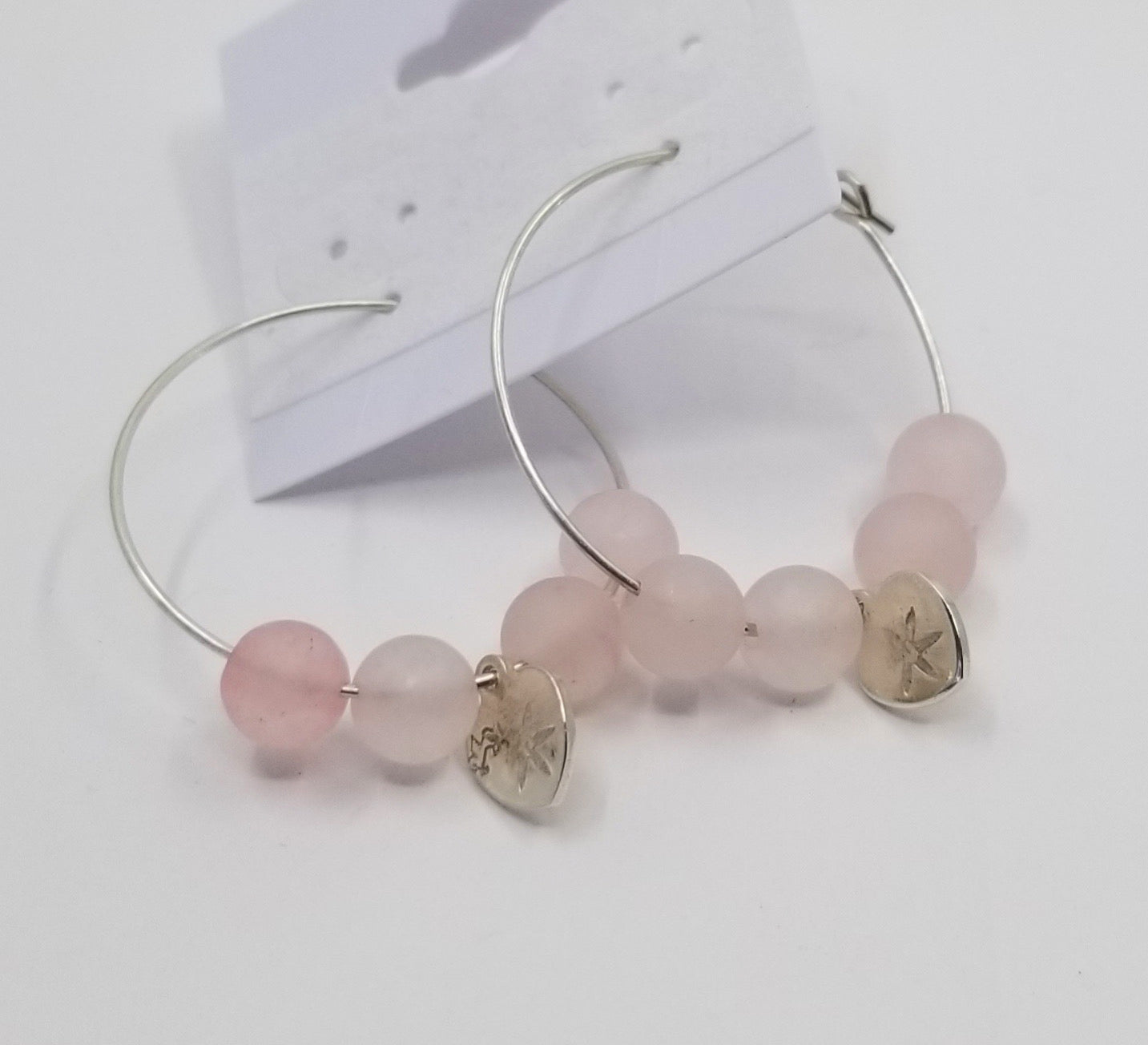 Argentium Silver Hoop Earrings: Elegance in Rose Quartz