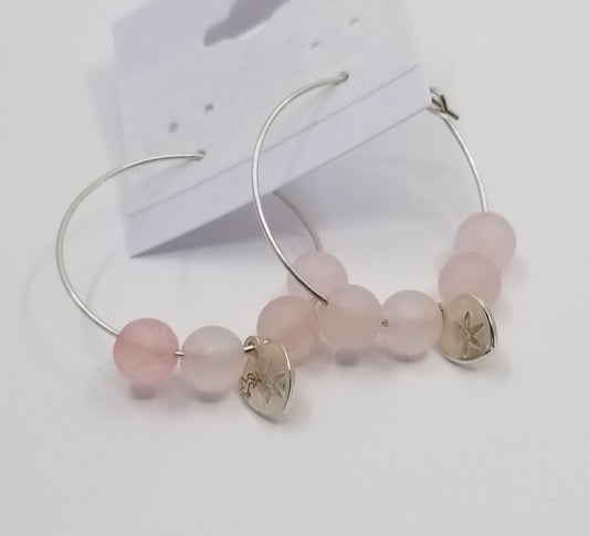 Argentium Silver Hoop Earrings: Elegance in Rose Quartz