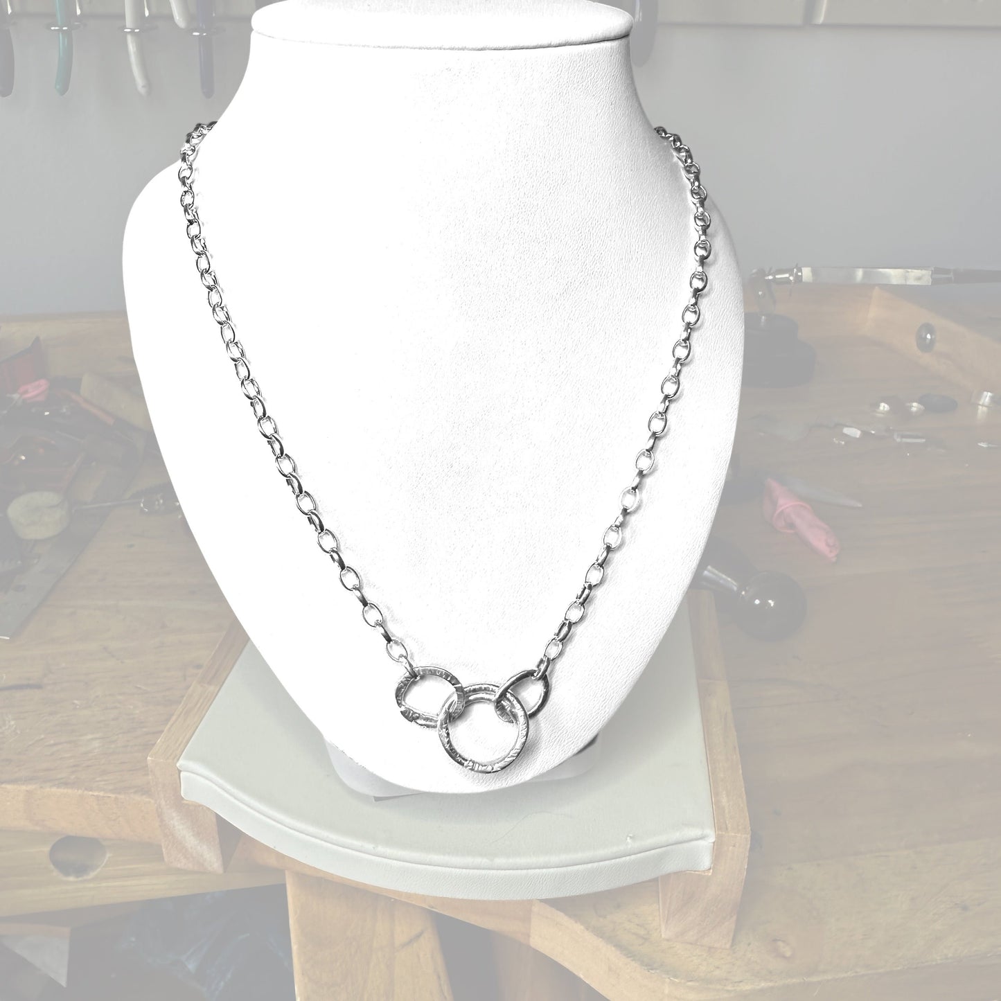 Argentium Silver Belcher Chain Necklace with Loops