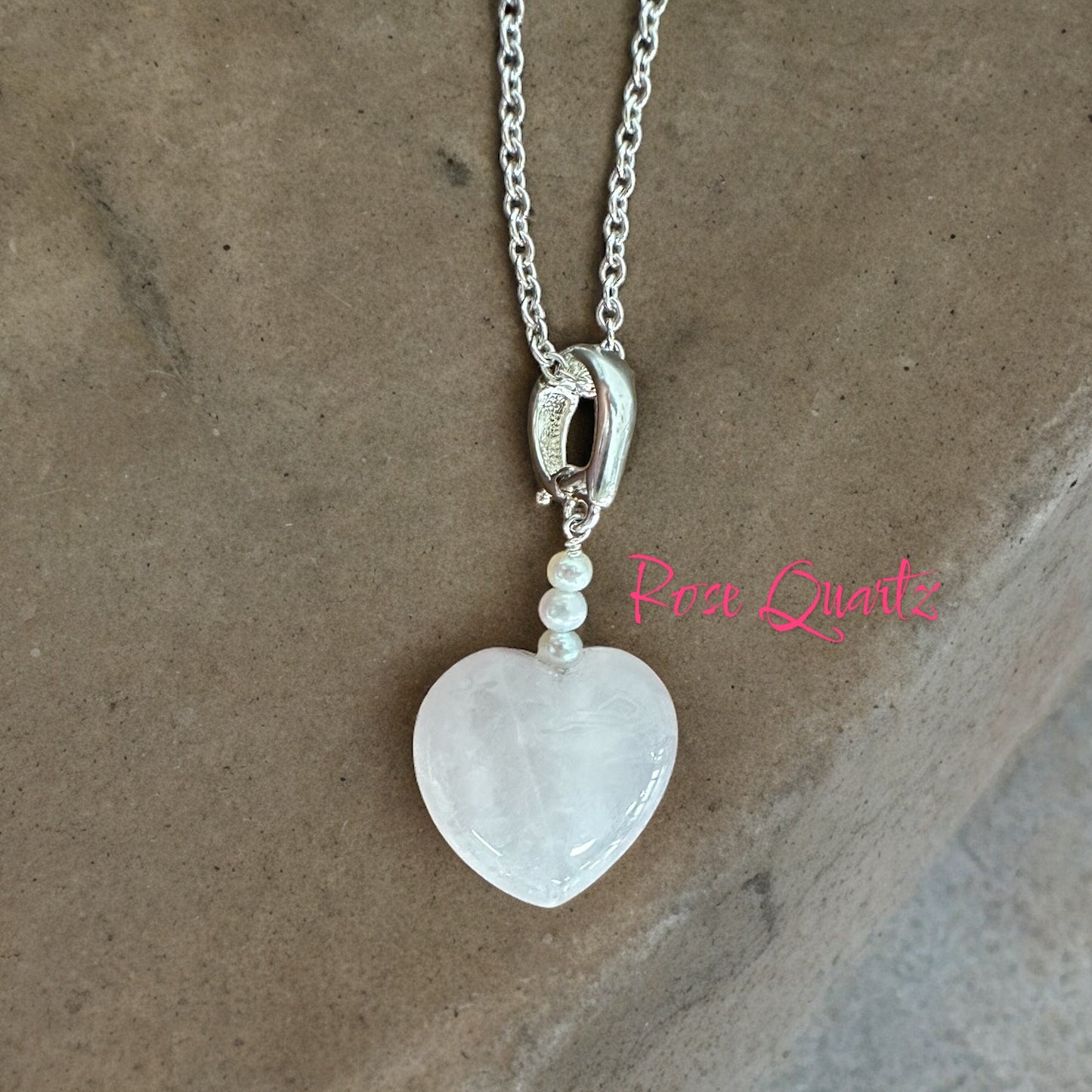 Rose Quartz Heart Pendant Necklace